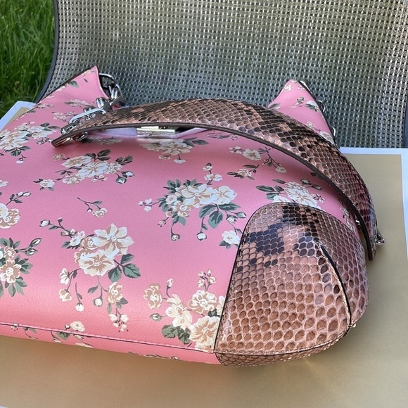MICHAEL KORS COLLECTION 🌸Bancroft Oversized Calf Leather Python Shoulder Bag - Picture 12 of 14
